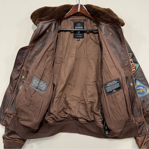 AVIREX CLASSIC PATCHED G-1 FLIGHT AVIATOR JACKET IN BROWN SIZE XL - Picture 8 of 15